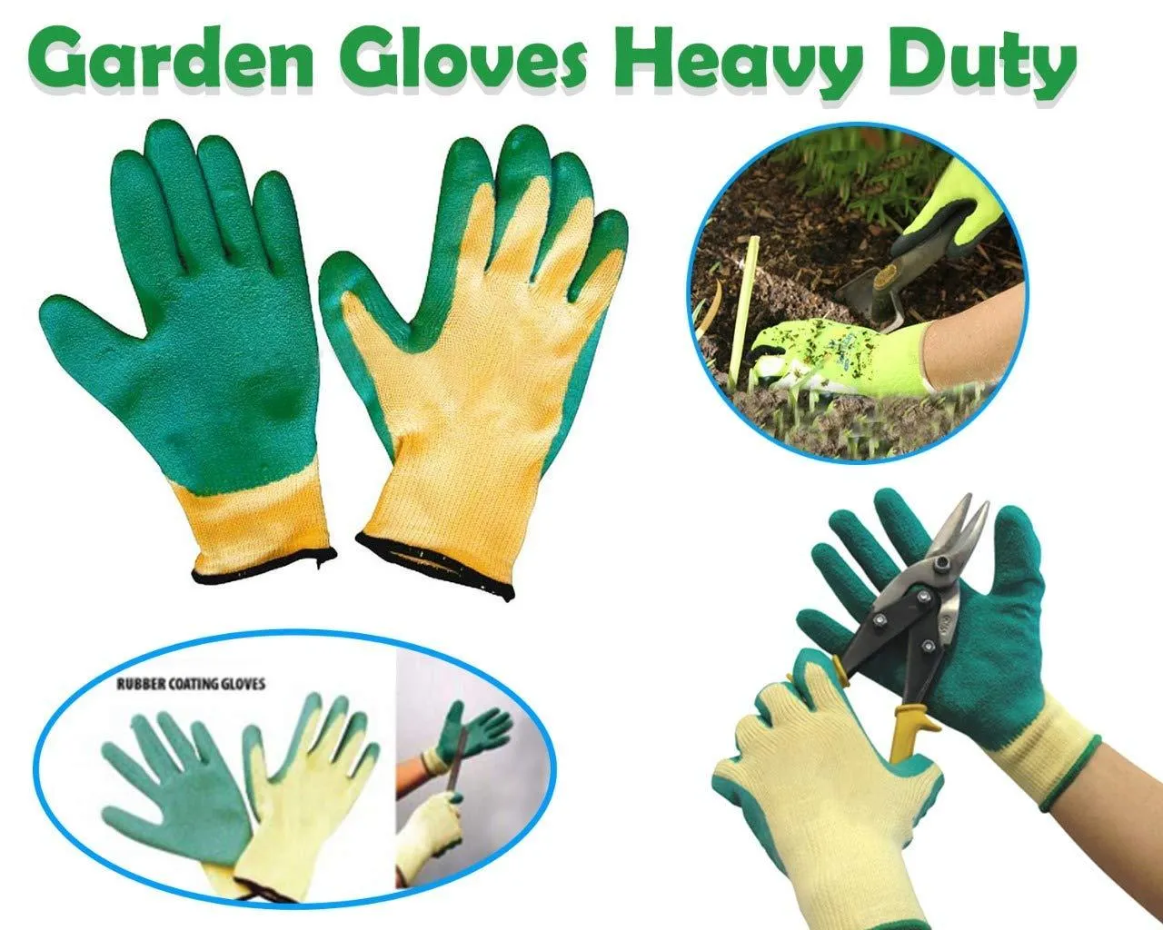 0719 Falcon Rubber Garden Gloves (Green & Yellow)