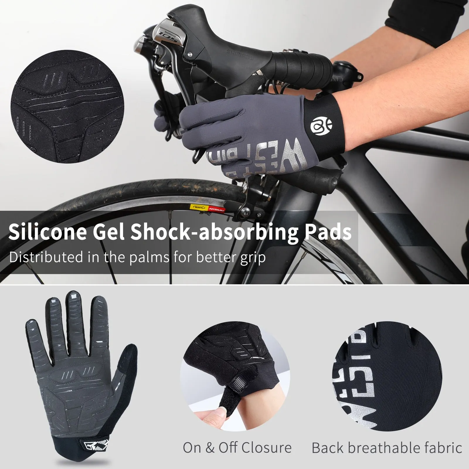 Breathable Cycling Gloves Touch Screen MTB Bike Gloves Anti-slip Reflective Sport Fitness Running Bicycle Gloves