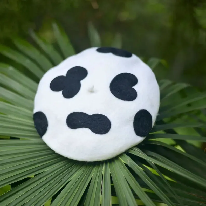 Classic Cow Print Wool Berets for Women and Kid