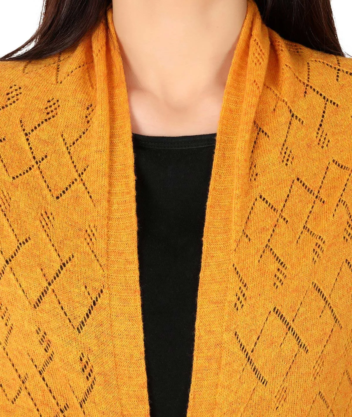 Colette - Light Orange Lambswool & Nylon Knitted Shawl Wrap