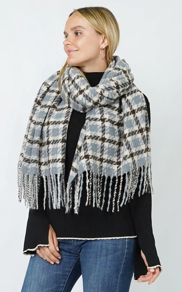 ESC11117 PLAID OBLONG SCARF/SHAWL