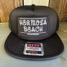 Hermosa Beach ROPER Trucker Hat - Black (Flat Brim)