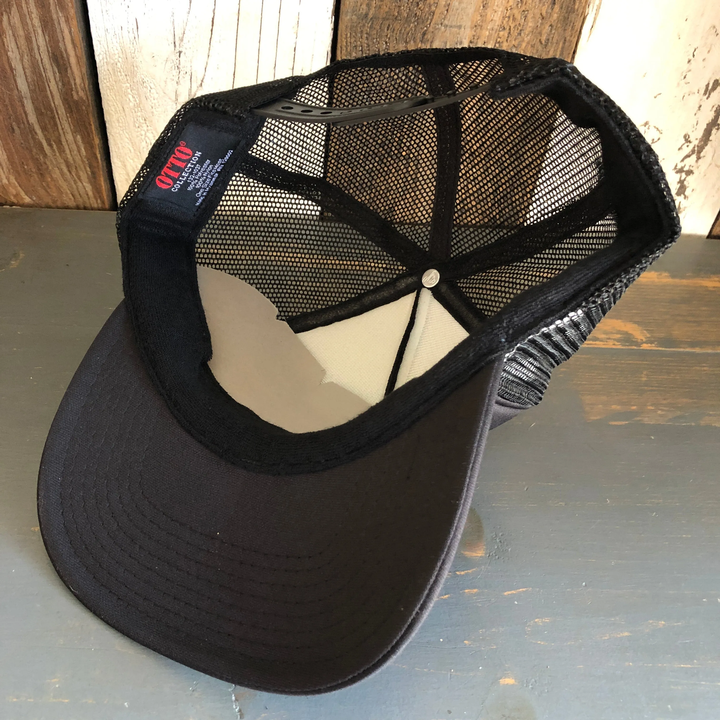 Hermosa Beach ROPER Trucker Hat - Black (Flat Brim)