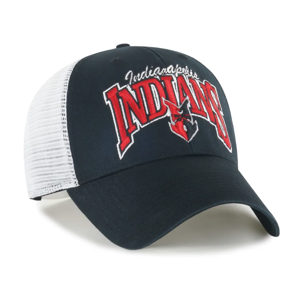 Indianapolis Indians '47 Adult Black Keystone Mesh MVP Adjustable Trucker Snapback Cap