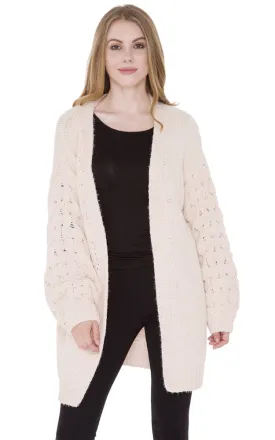 JP980 Fuzzy Balloon Sleeves Cardigan
