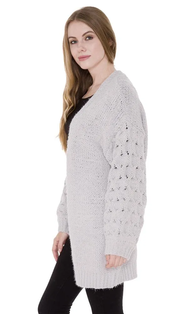 JP980 Fuzzy Balloon Sleeves Cardigan