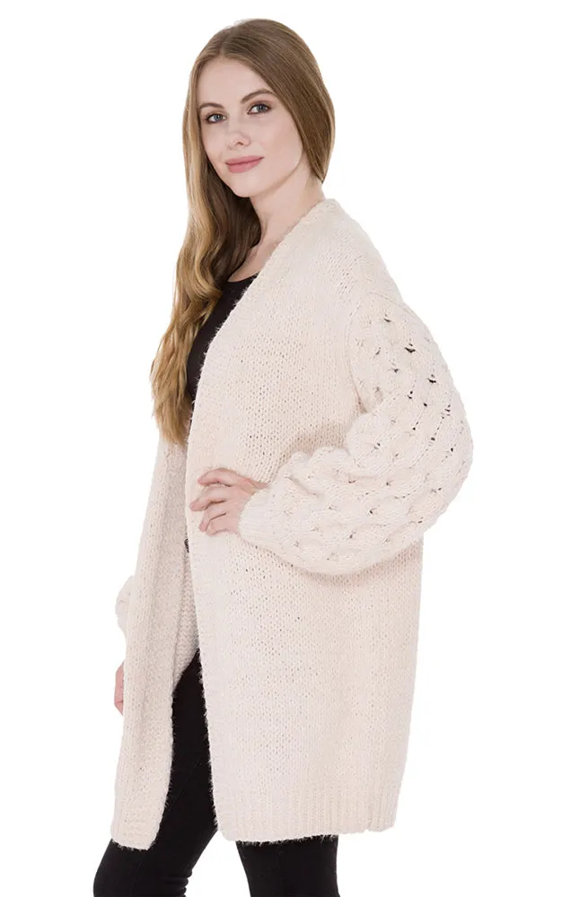 JP980 Fuzzy Balloon Sleeves Cardigan