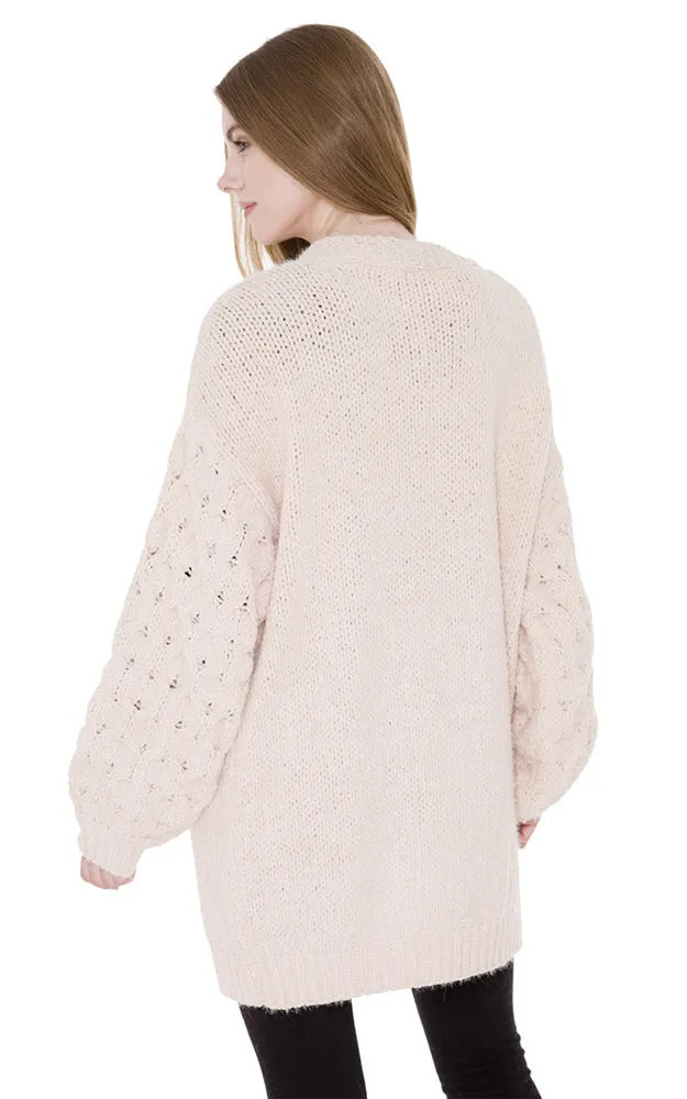 JP980 Fuzzy Balloon Sleeves Cardigan