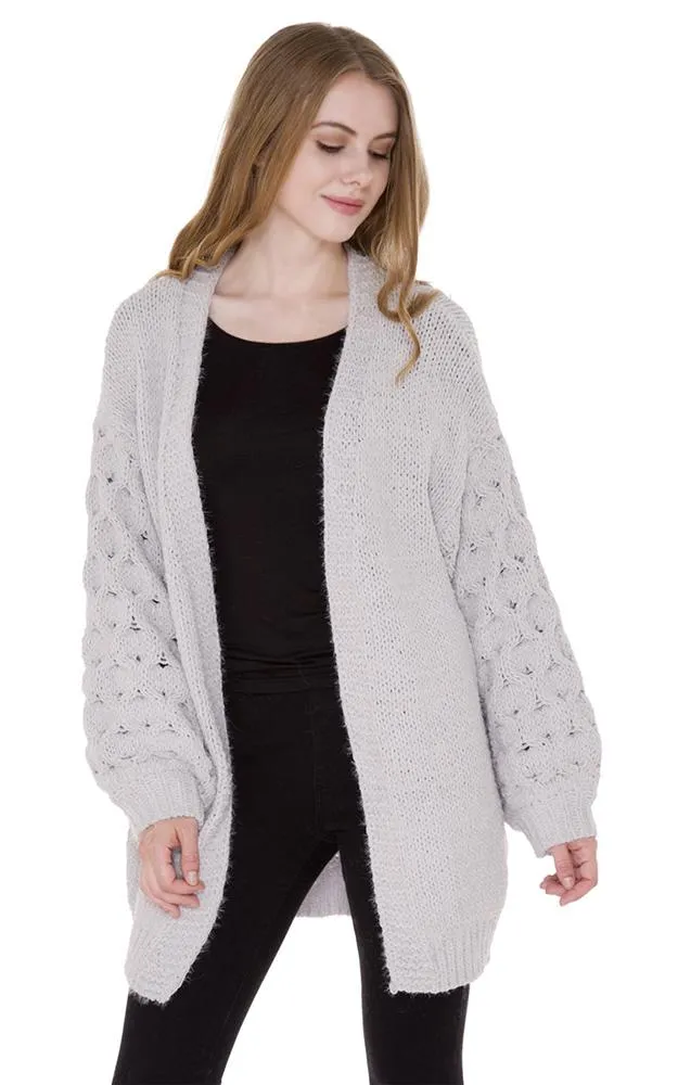 JP980 Fuzzy Balloon Sleeves Cardigan