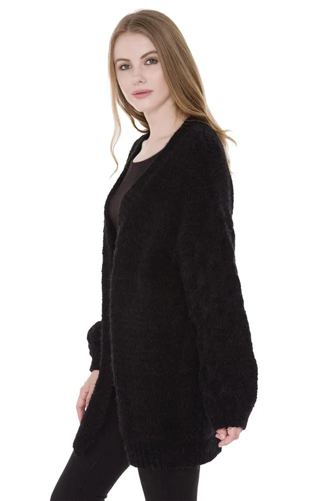 JP980 Fuzzy Balloon Sleeves Cardigan