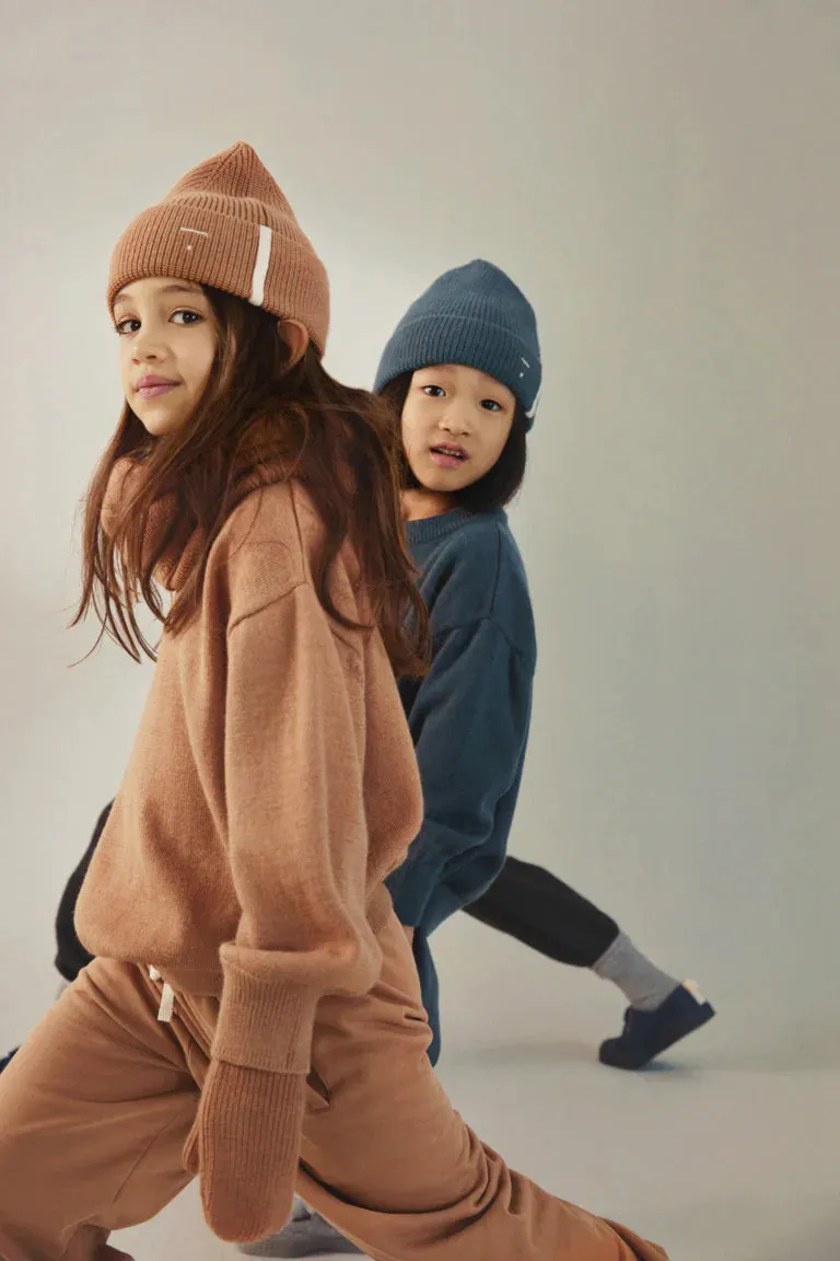 Knitted Beanie, Blue Grey