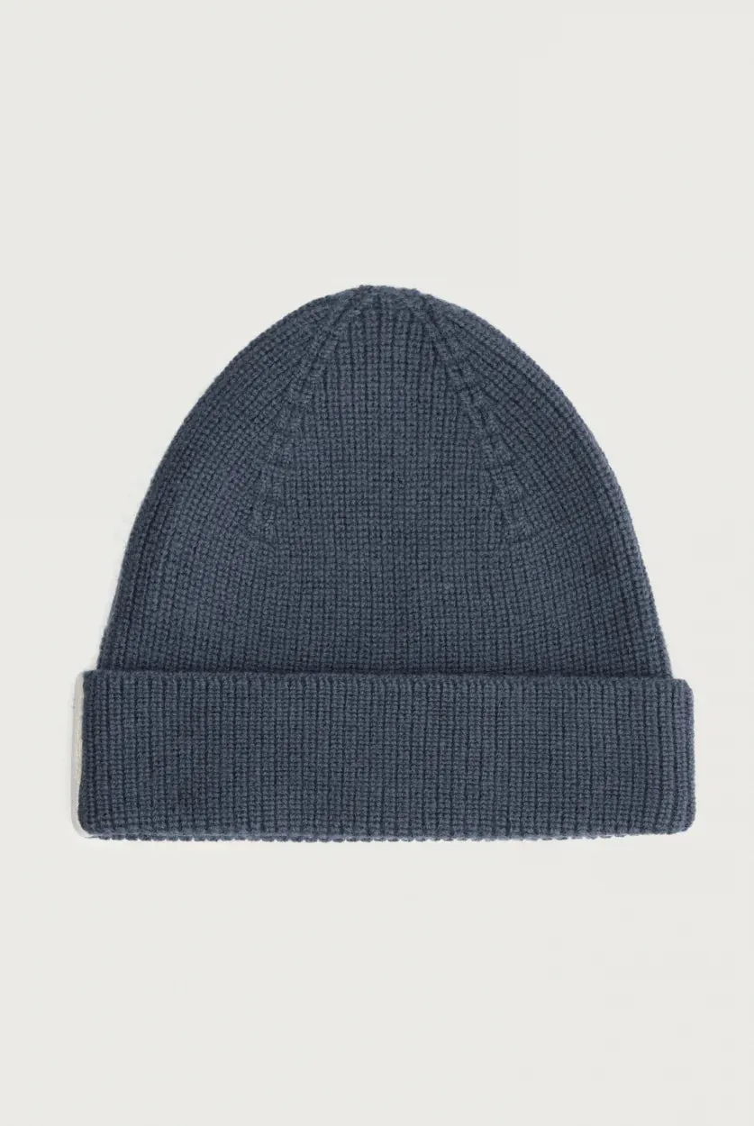 Knitted Beanie, Blue Grey