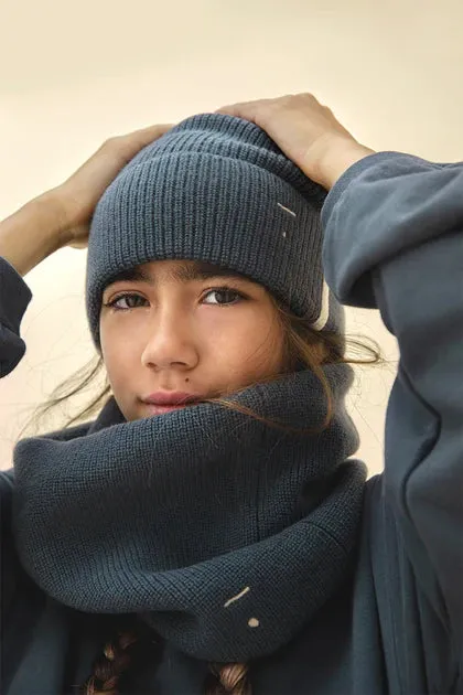 Knitted Beanie, Blue Grey