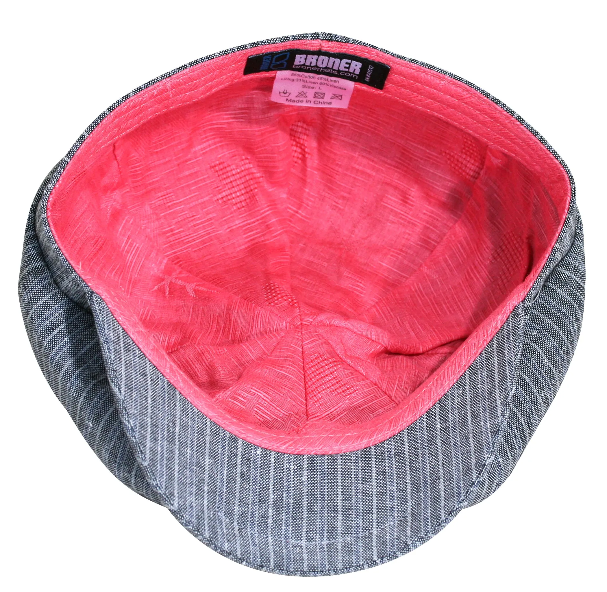 Linen Blend Stripe 8/4 Newsboy Cap by Broner
