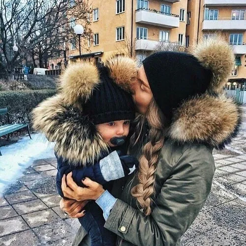 Matching Family Pompom Hat Set