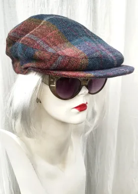 Olney Blue Plaid Tweed Flat Cap