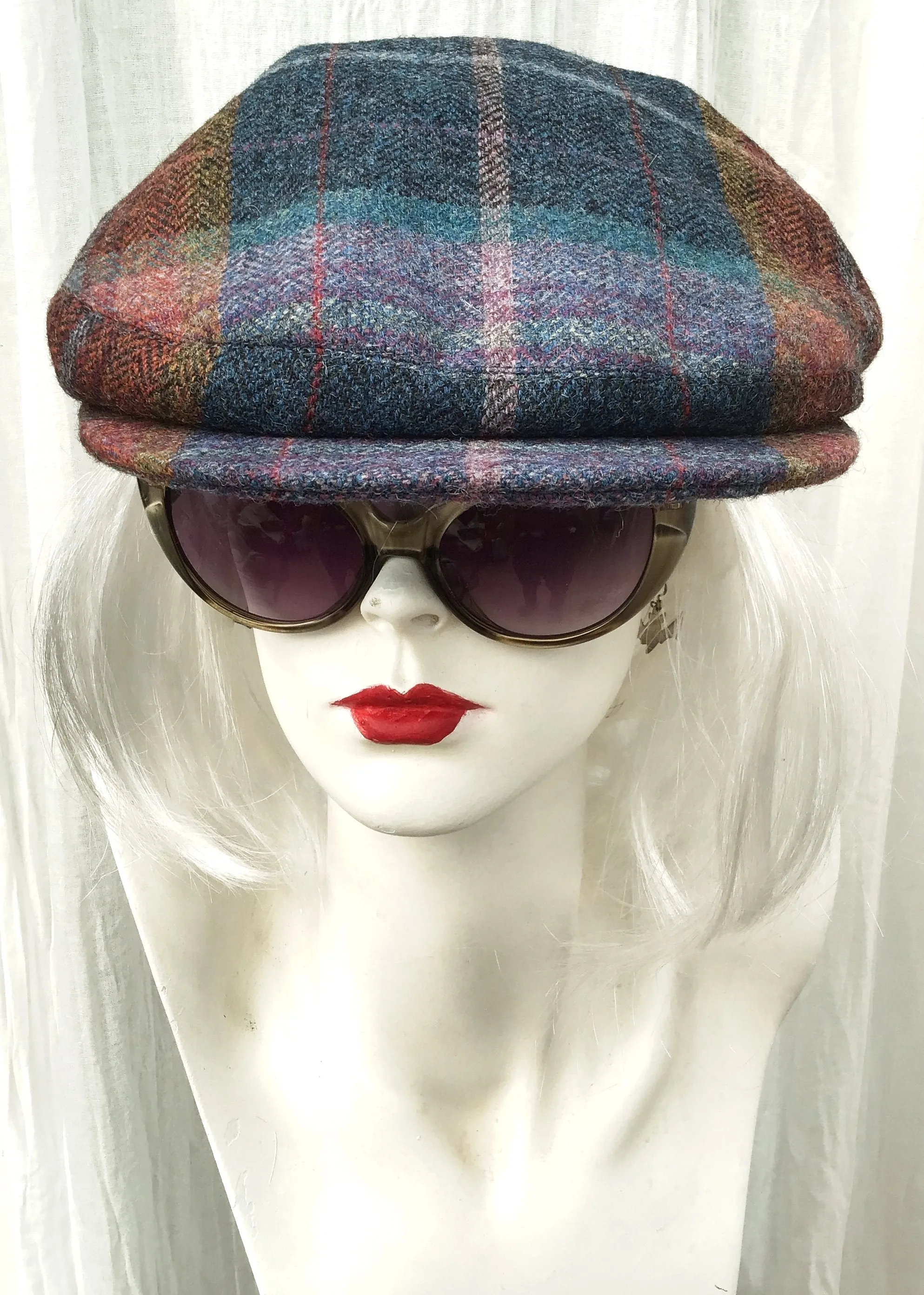 Olney Blue Plaid Tweed Flat Cap