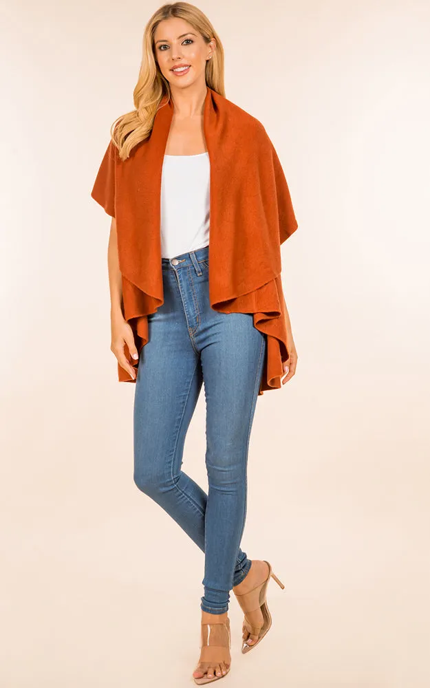 PN273 Basic Solid Multi Way Shawl Vest