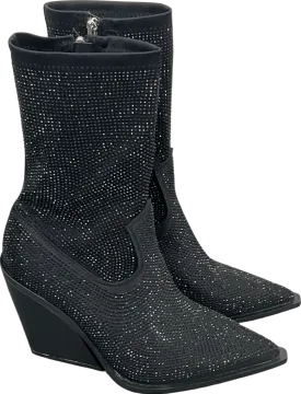 Public Desire Black Wild One Dimante Western Cowboy Boots UK 5 EU 38 👠